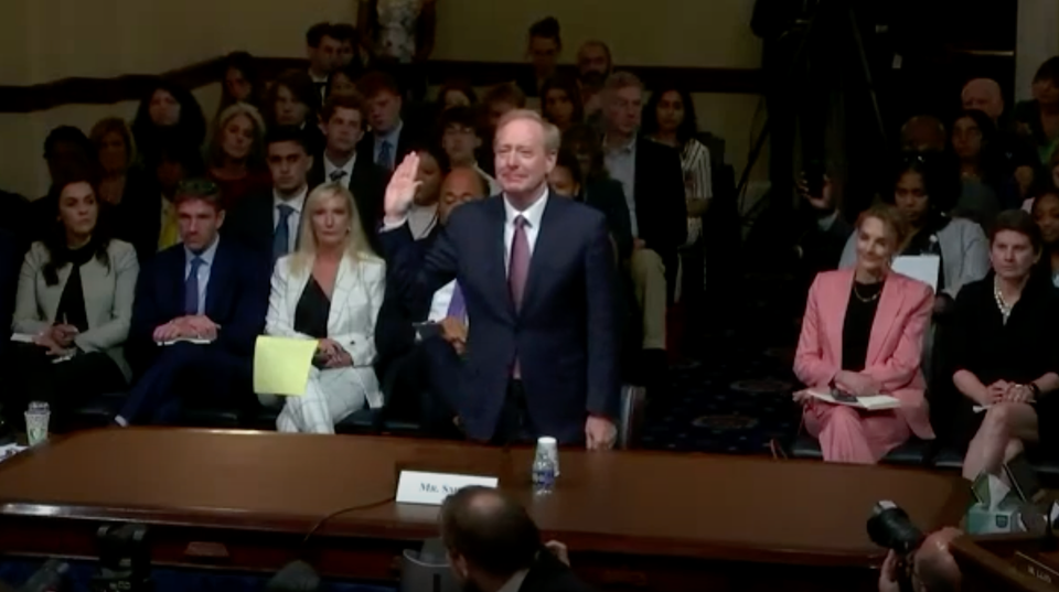 Microsoft President Brad Smith before a House Committee on Homeland Security. 